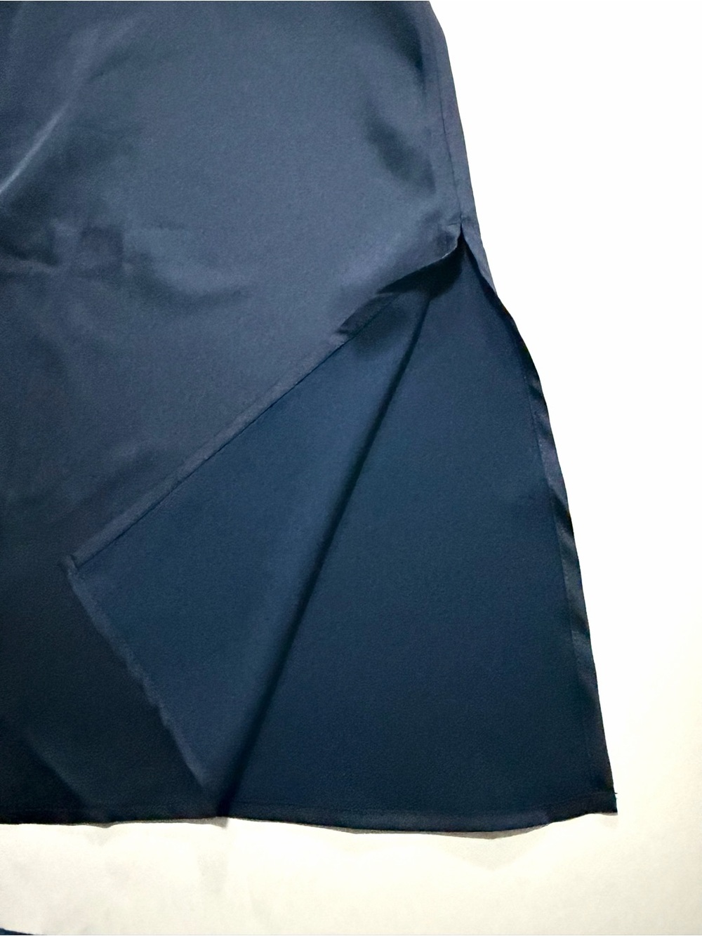 SOMA Navy Blue Stretch Luster Knit Night Gown Size XL Satin Spaghetti Straps - Picture 8 of 14